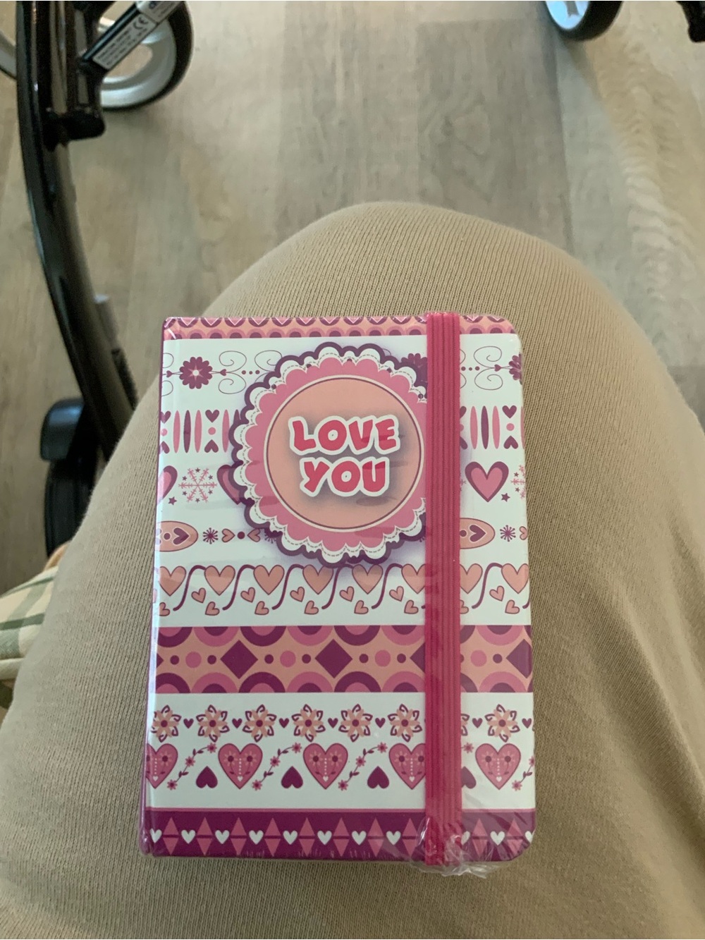 Pink 'Love You' Patterned Journal with Elastic Strap